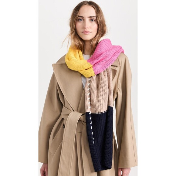 KERRI ROSENTHAL Womens Scarf Colorblock Rectangle Knit LISA CABIN SCARF $198 - Picture 1 of 6